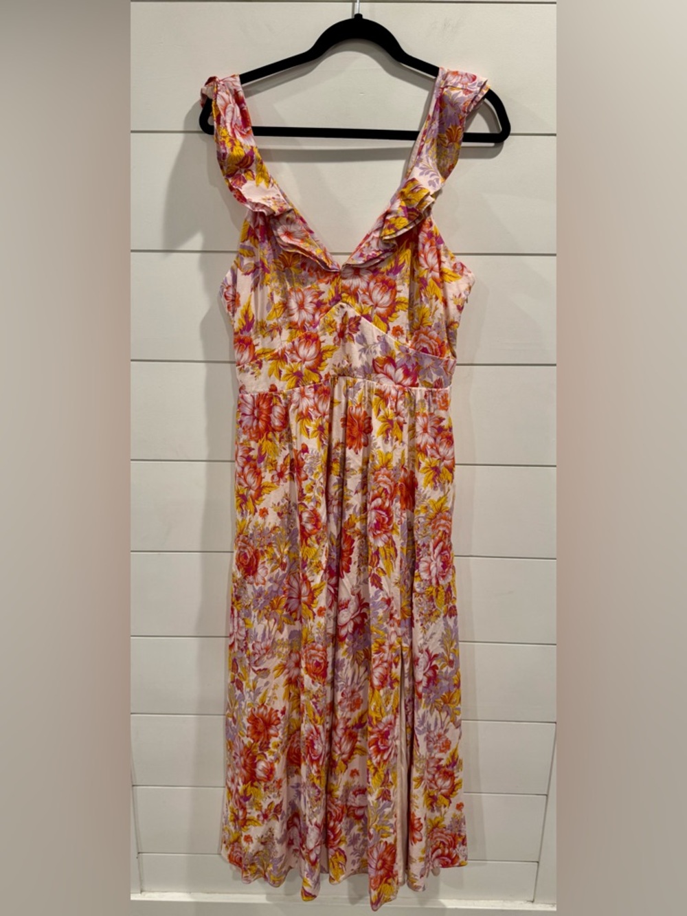 BHLDN Aubree Sleeveless Linen pink Floral Fit & Flare Maxi Dress - Picture 3 of 10